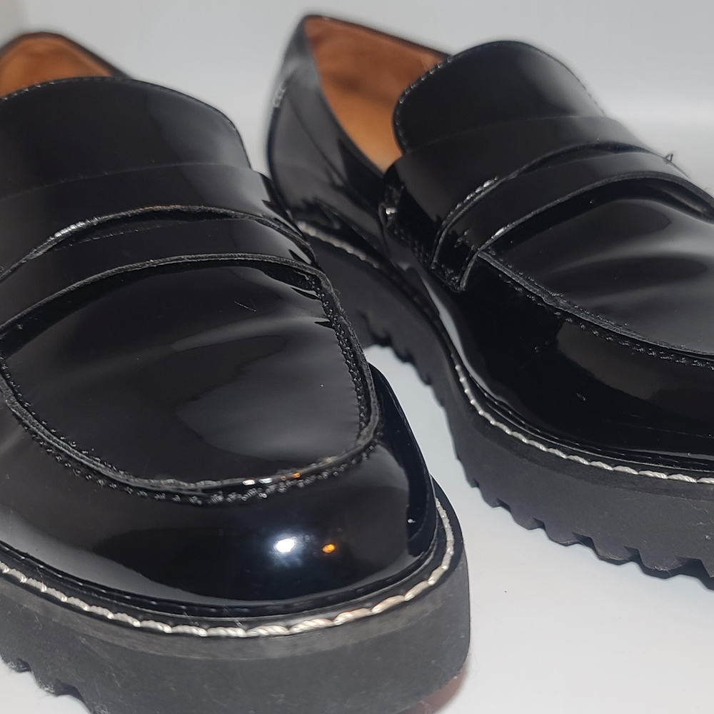 Franco Sarto Black Patent Loafers